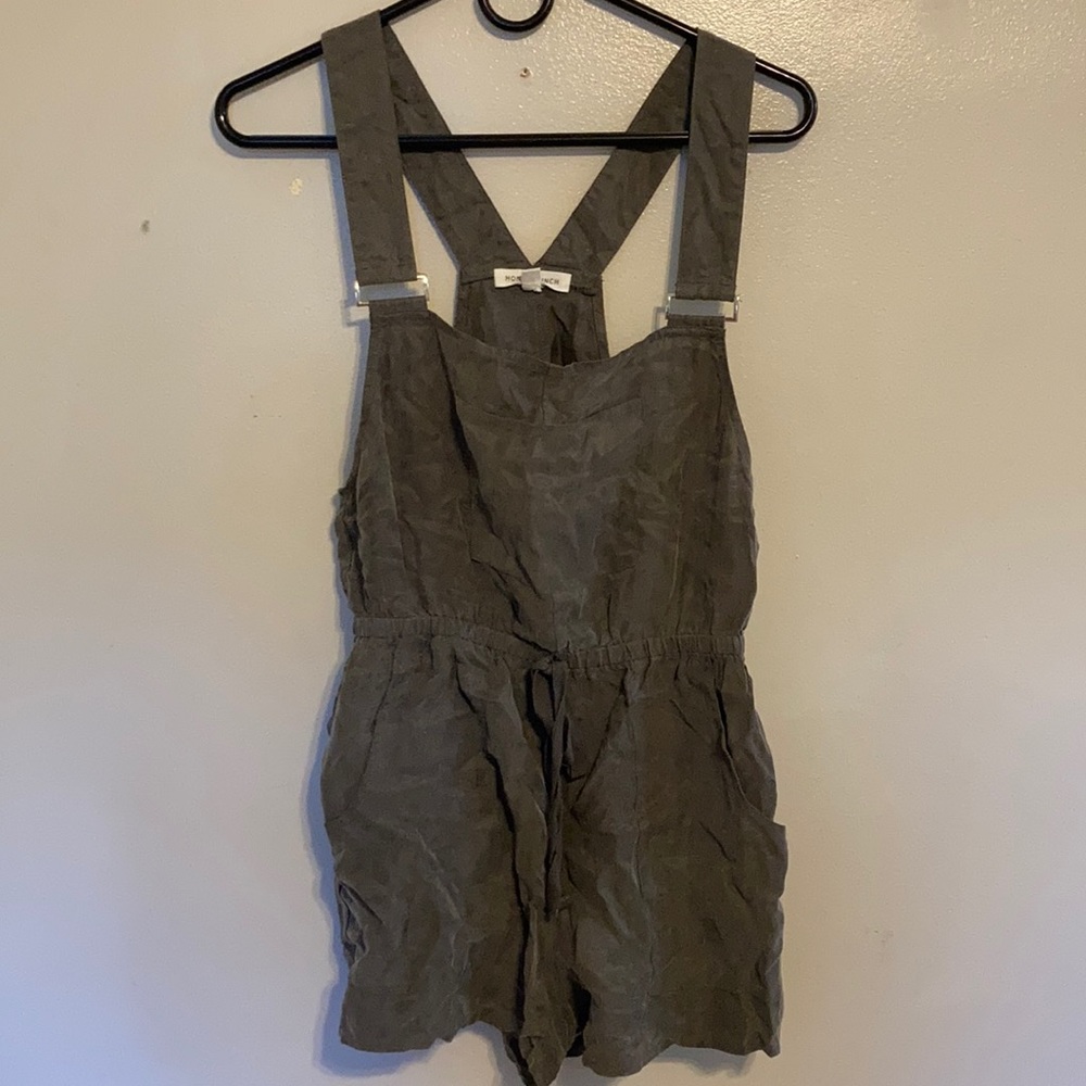 Grey velvet/suede like overall romper, size s